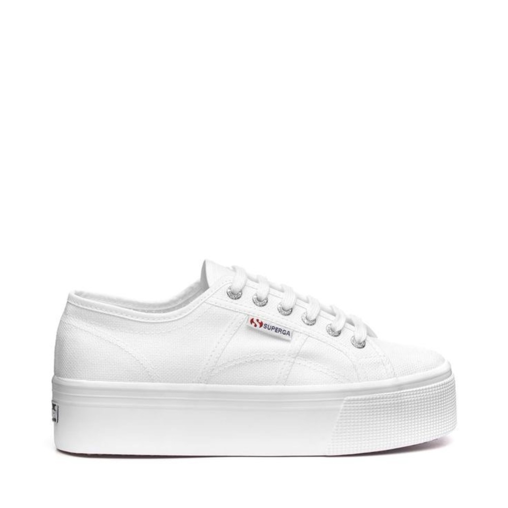Women’s white Superga platform sneaker